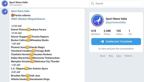 Canale telegram sport