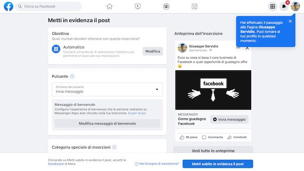 Come fare pubblicità su Facebook a pagamento da PC