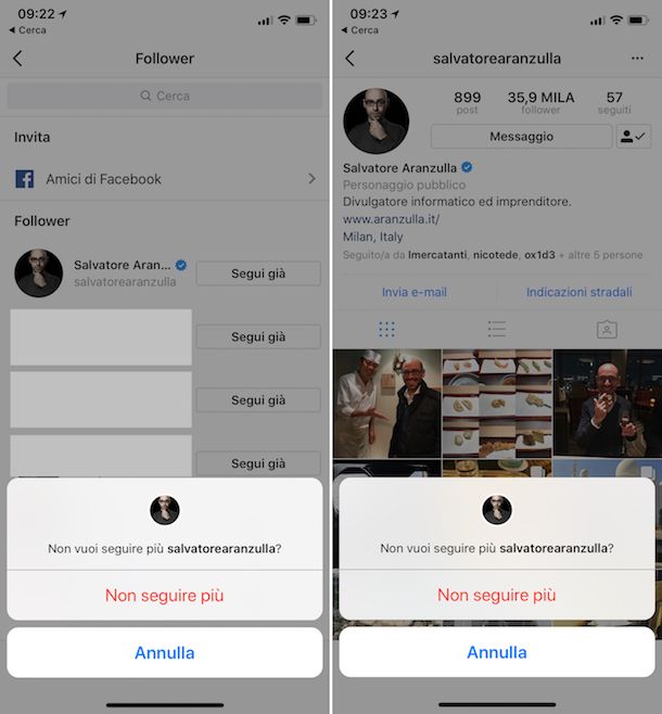 Come eliminare tutti i seguiti su Instagram