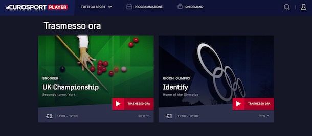 Come vedere Eurosport Player da computer