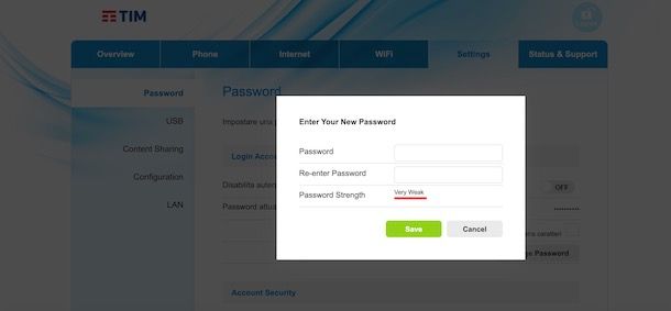 Come cambiare password modem TIM Smart
