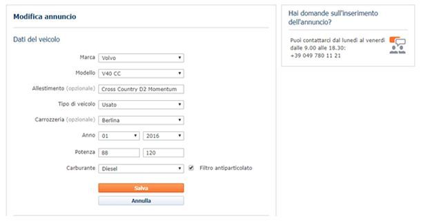 Come modificare un annuncio su AutoScout24