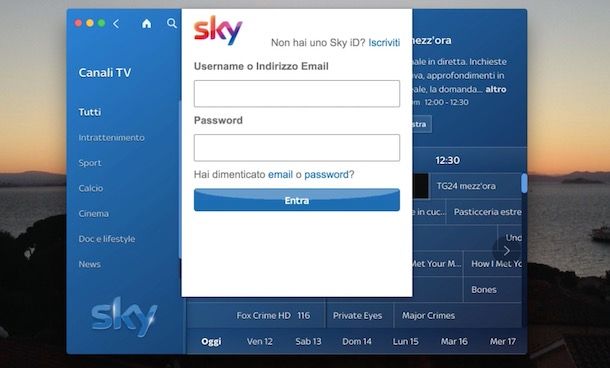 Come accedere a Sky Go