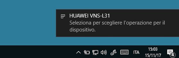 Connessione smartphone Huawei Windows