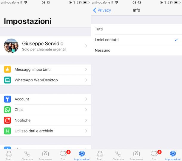 Privacy profilo WhatsApp