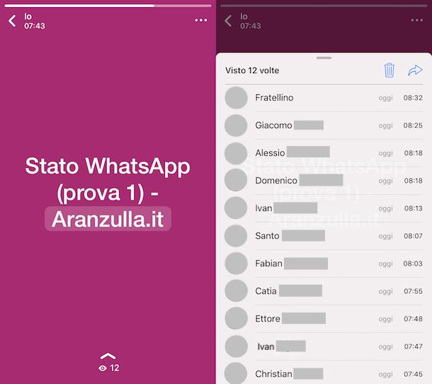 Stato WhatsApp iPhone