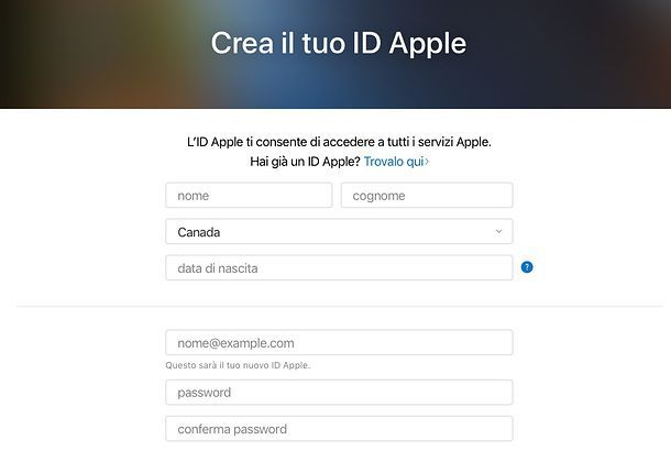 Creazione ID Apple