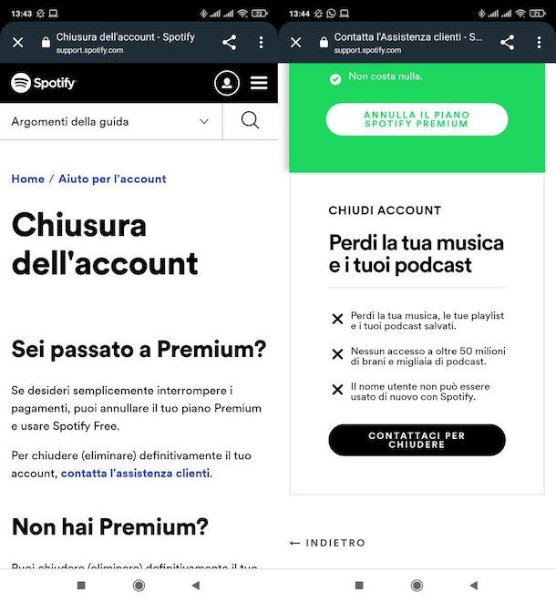 Cancellare Spotify