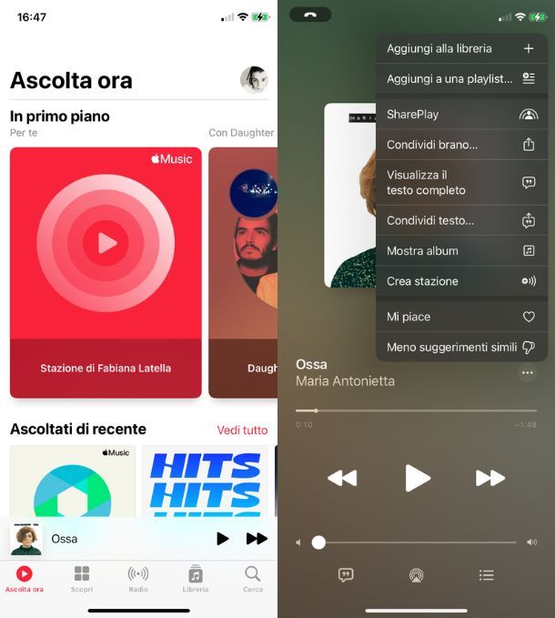 Apple Music su app Music 