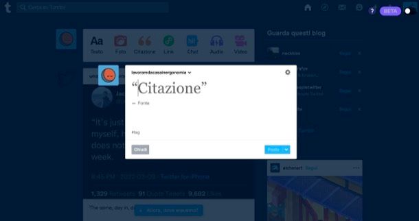 Pubblicare su Tumblr