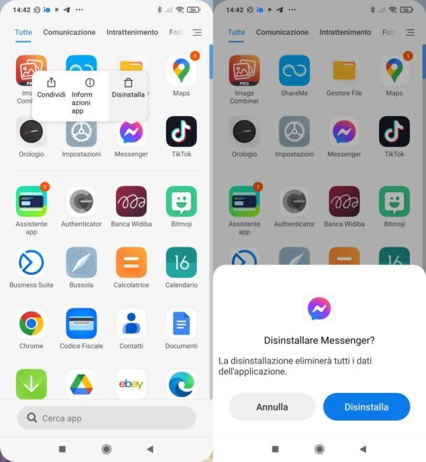 Disinstallare Messenger da Android