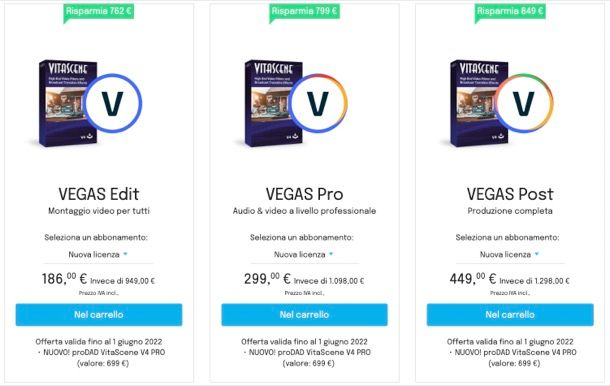 VEGAS Pro: confronto edizioni