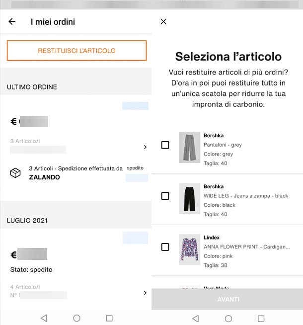 Come effettuare un reso con Zalando da smartphone e tablet