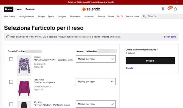 Come effettuare un reso con Zalando da computer