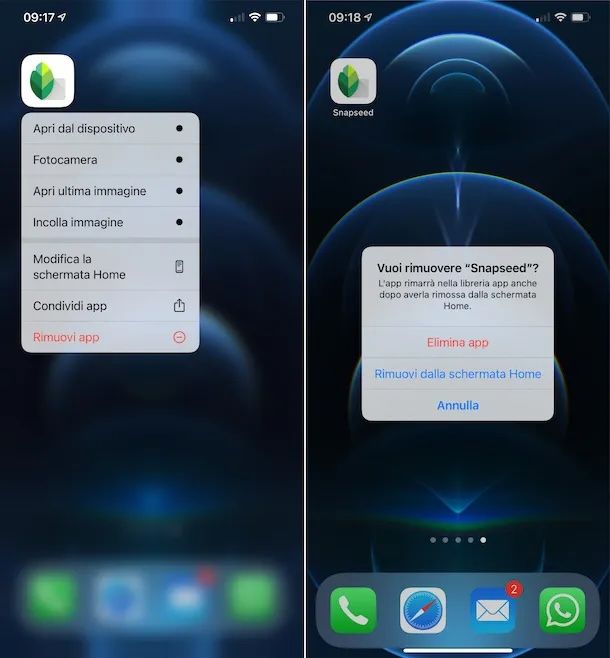 Cancellare app iPhone