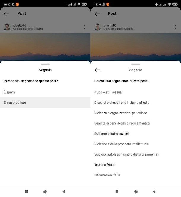 Segnalare su Instagram contenuti inappropriati
