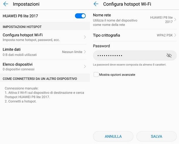 Come fare hotspot da HUAWEI