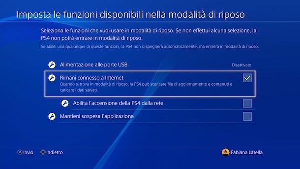 Modalità di riposo PS4