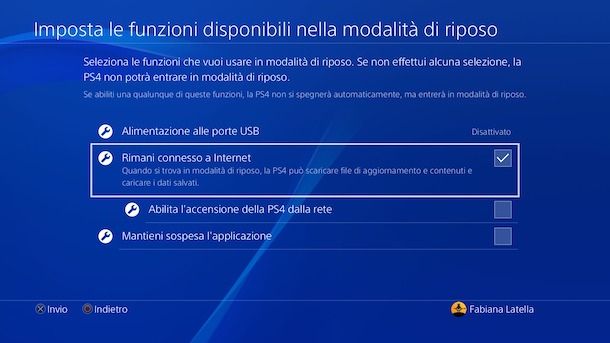 Modalità di riposo PS4