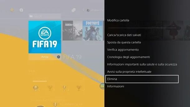 Cancellare applicazione PS4