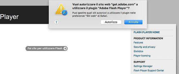 Come attivare Adobe Flash Player in Safari