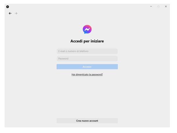 Recupero password Messenger applicazione PC