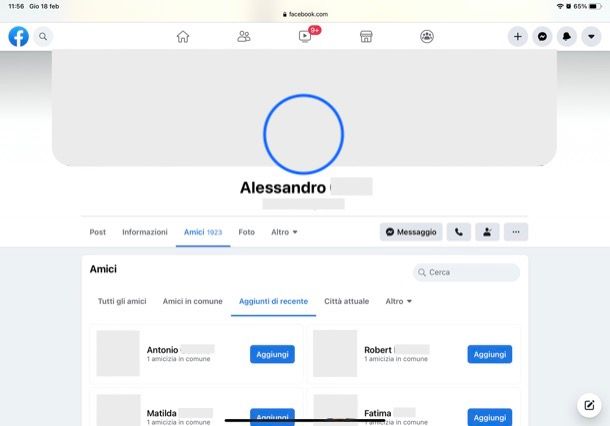 Come vedere amici aggiunti di recente da un amico su Facebook da tablet