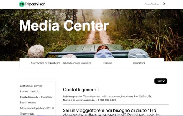 Contattare TripAdvisor media