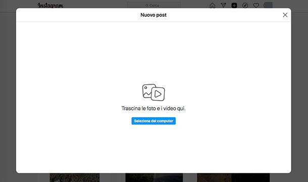 pubblicare foto su Instagram da PC