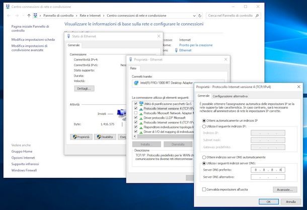 Come cambiare DNS Windows 10