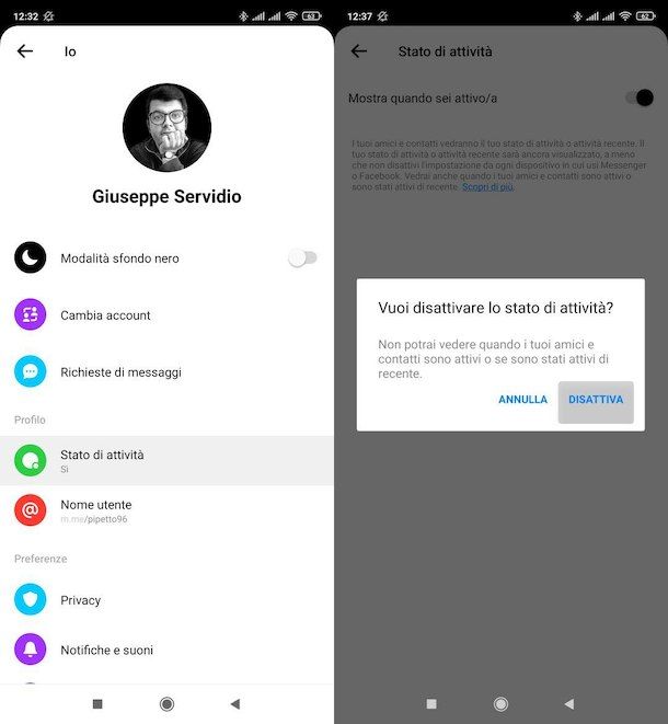 Risultare offline su Messenger