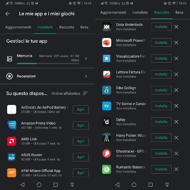 Elenco app Play Store