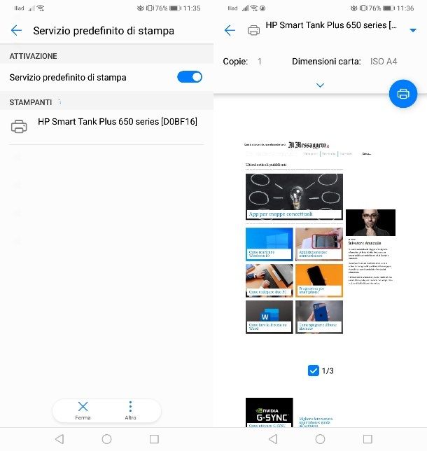 Stampare da cellulare da Android