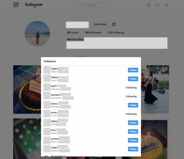 Vedere chi ti segue su Instagram