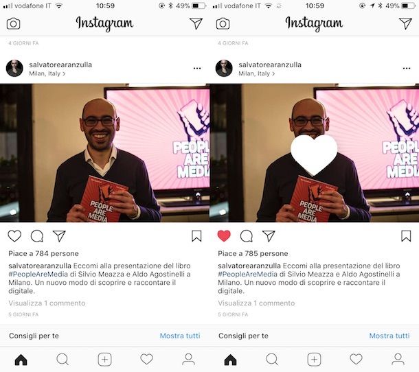 Mettere like su Instagram