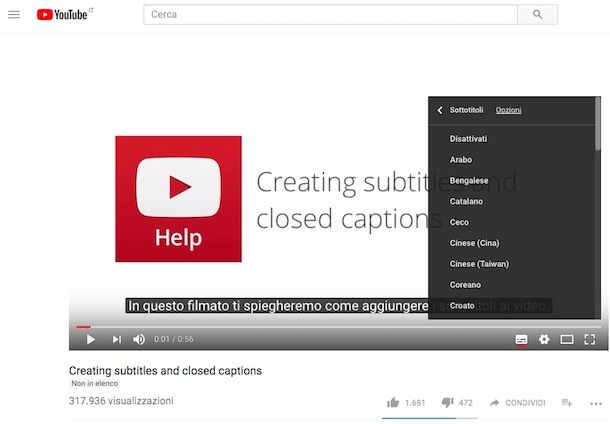 Come mettere i sottotitoli su YouTube