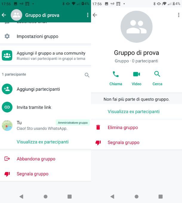 Eliminare gruppo WhatsApp