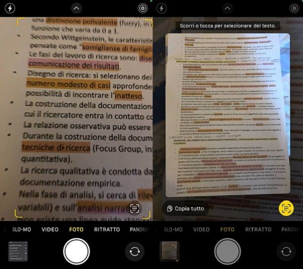 App per modificare testo scannerizzato Fotocamera iPhone