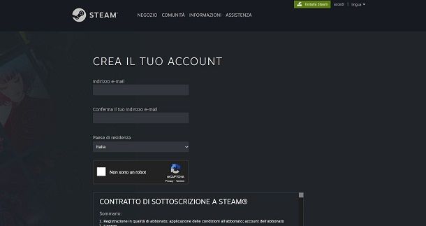Registrare account Steam
