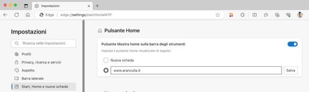 Come impostare pagina iniziale Edge