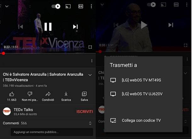 Come effettuare mirroring da YouTube a Smart TV LG