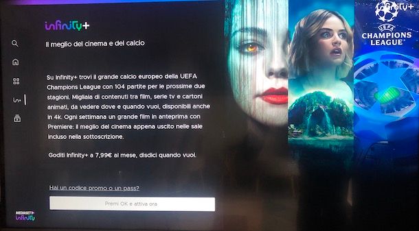 Infinity+ su Smart TV