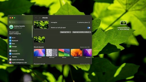 Applicare sfondi personalizzati macOS