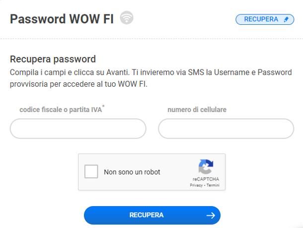 Come recuperare la password di WOW FI