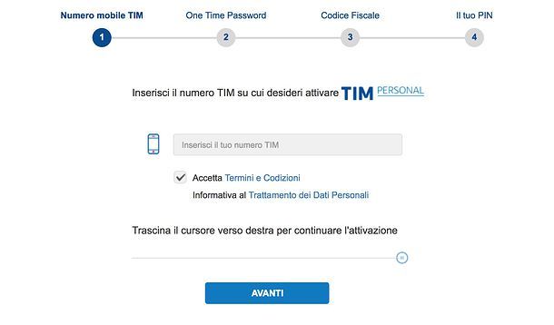 Creazione account TIM