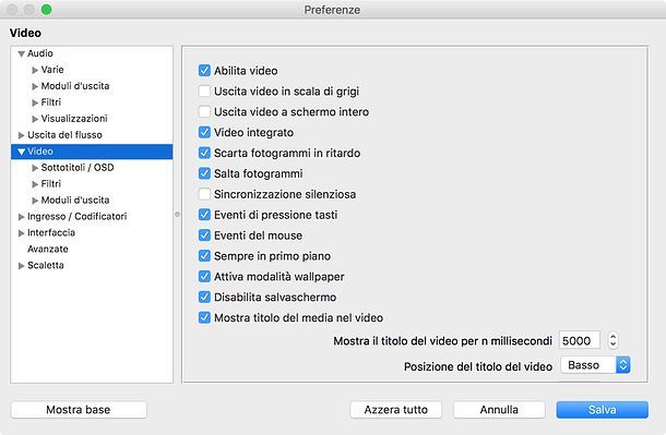 Impostazioni VLC Mac