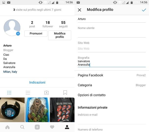 Instagram biografia