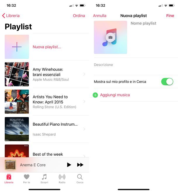 Come creare una playlist in Apple Music