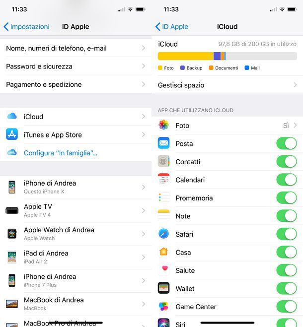 Sincronizzazione contatti iCloud