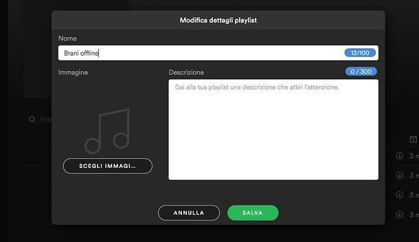 Rinomina playlist Spotify